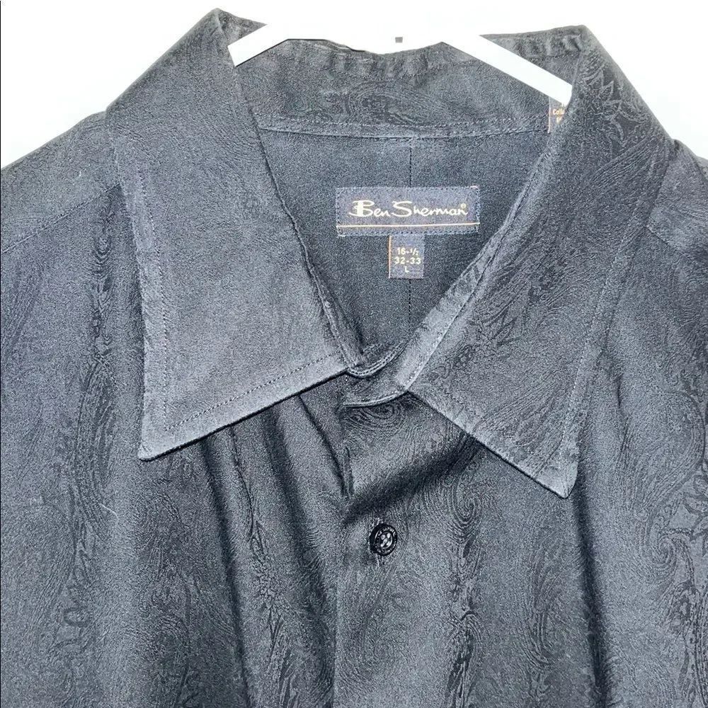 Ben Sherman Black Paisley Double Print Party Shirt 16/16 1/2 x32/33 French Cuff